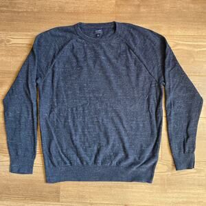 J.CREW Sweater Mens L Navy Crewneck Pullover Cotton Preppy Academia Minimalist
